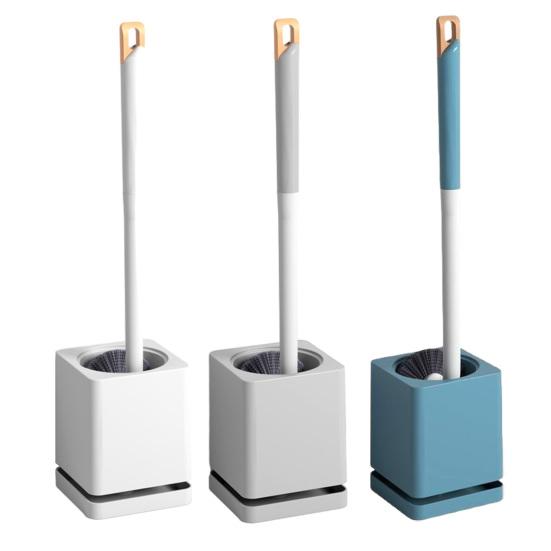 Wall Mounted Toilet Brush, Sanitary Toilet Scrubber with Hole-Free Design And Drainage Base, High-Density Bristles Non-Slip Handle Hygienic Cleaning