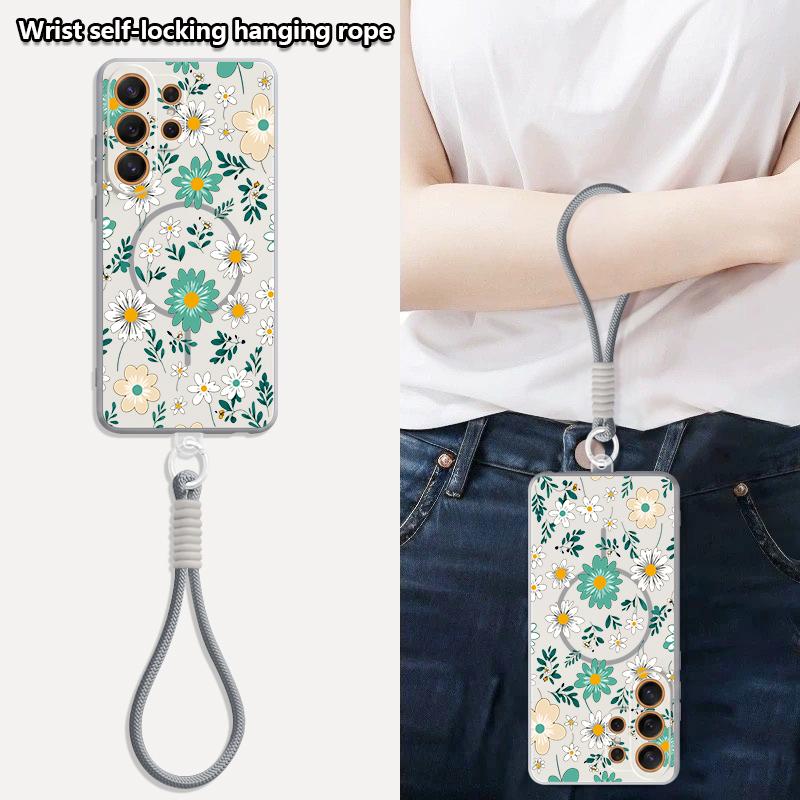 Custodia con Motivo Floreale di Margherita Cartoon per Samsung S26 Ultra S25 FE S24 S24 Plus A57 A37 A17 A56 A36 A16 A55 A35 A15 A54 5G Copertura Ibrida Magnetica Opaca