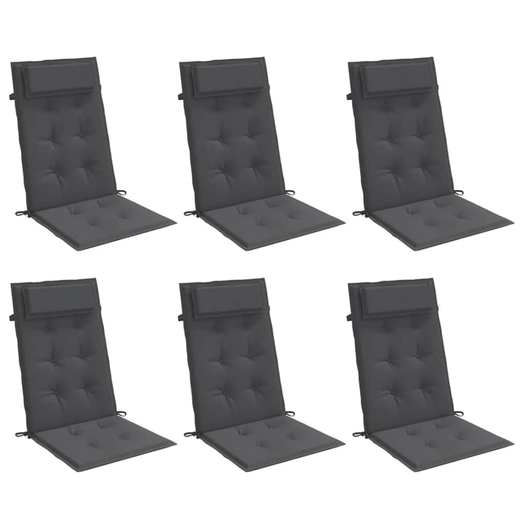 High Back Chair Cushions 6 Pcs Anthracite Oxford Fabric
