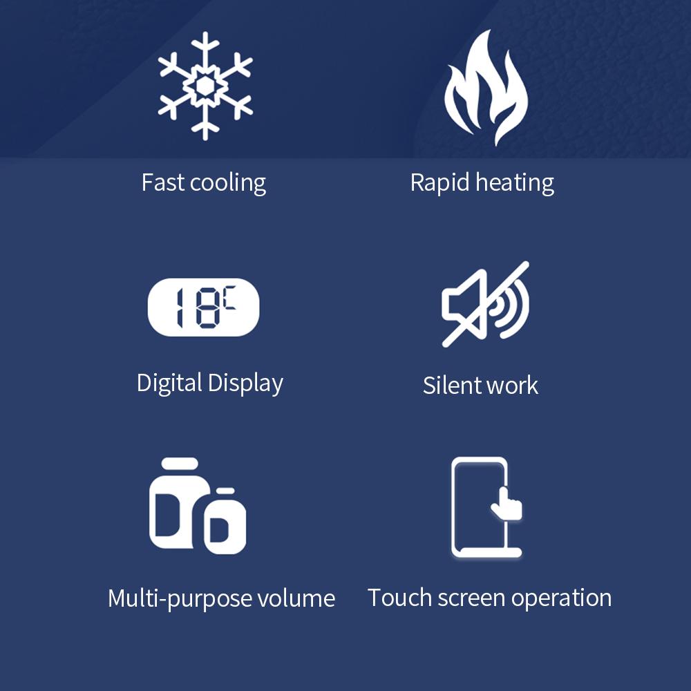 2-In-1 Touch Screen Cooling&Heating Car Cup Electric Cooling Beverage Drinks Cans with Temperature Display for Camping