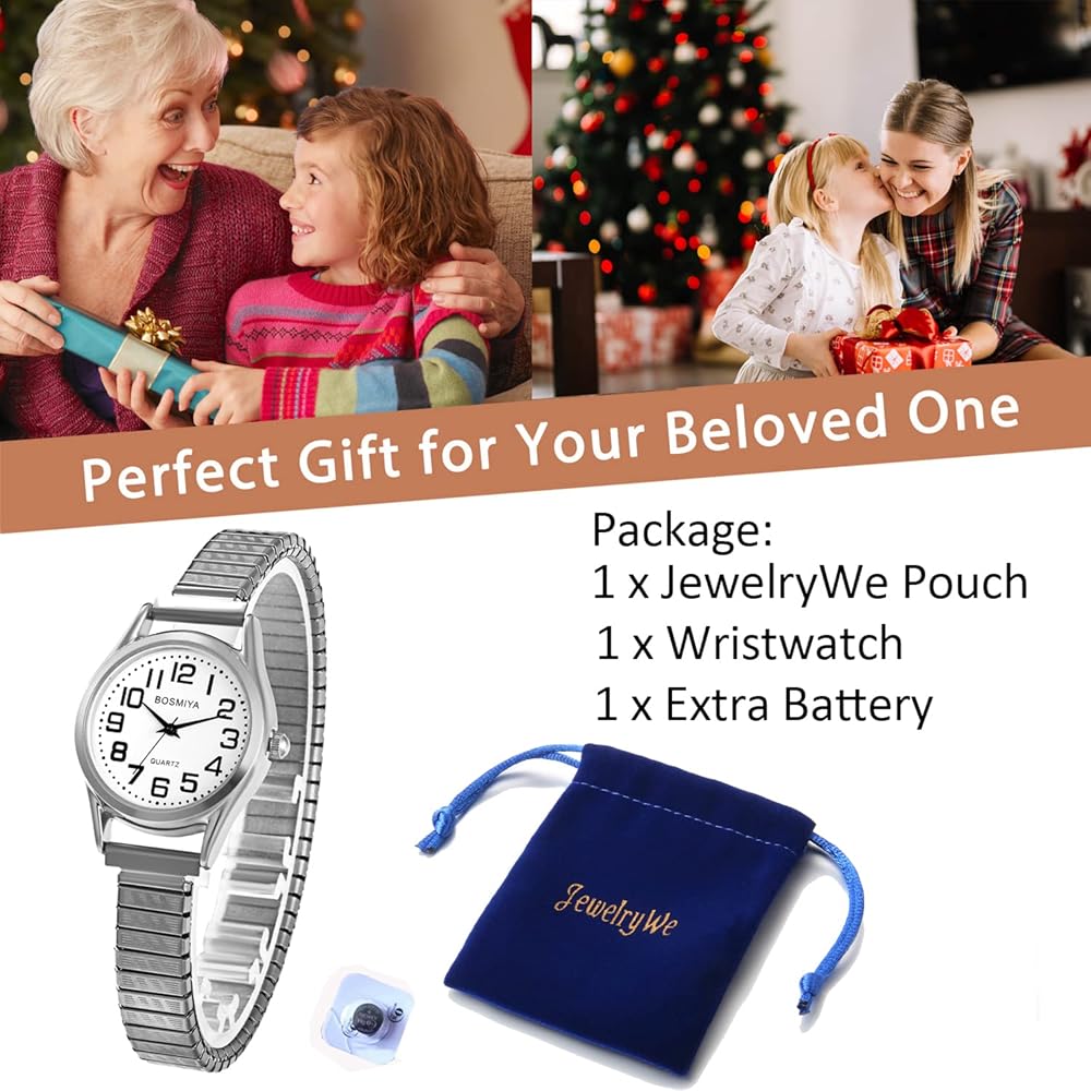 "Women's Analog Waterproof Watch Stainless Steel Elastic Band Simple Casual Fashion Accessory Silver"