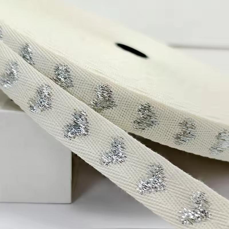 16mm Heart Shaped Woven Ribbon Gift Box Packaging Bouquet Ribbon Apparel Accessories DIY Embroidered Stock