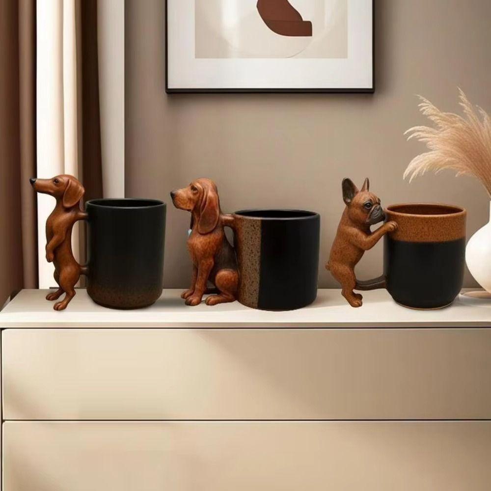 Met Handvat Teckel Koffiemok Handgemaakt Puppy Ontwerp 3D Dier Mok Schattige Puppy Decoratie Bulldog Mok