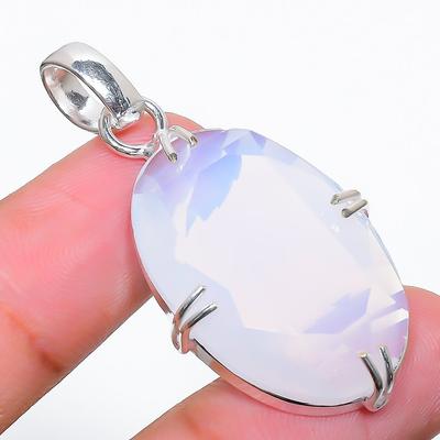 Milky Opal Handmade Gemstone 925 Sterling Silver Jewelry Pendant 1.81" O8w37