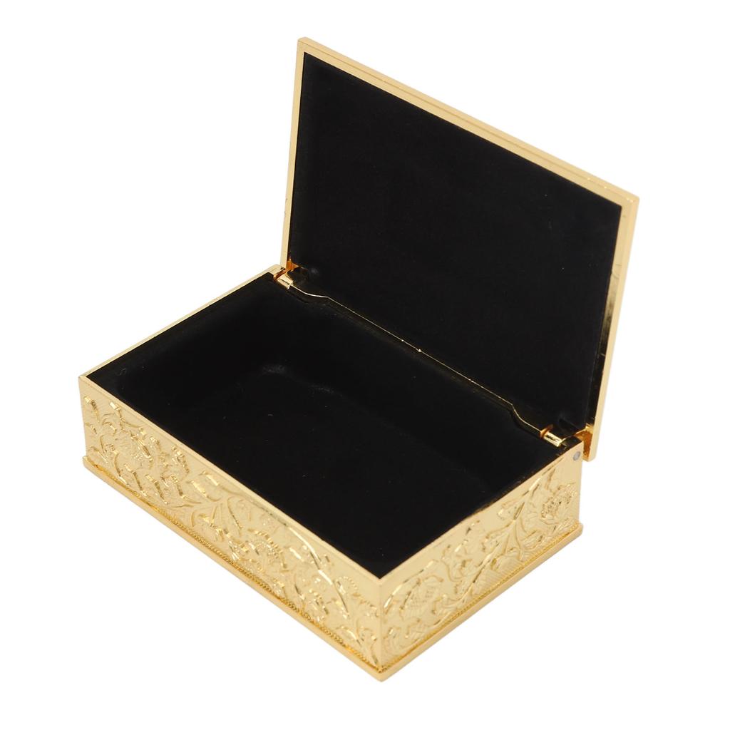 Vintage Jewelry Box Carved Elegant Colorfast Zinc Alloy Soft   Lining Trinket Storage Box for Dressing Table Shelf