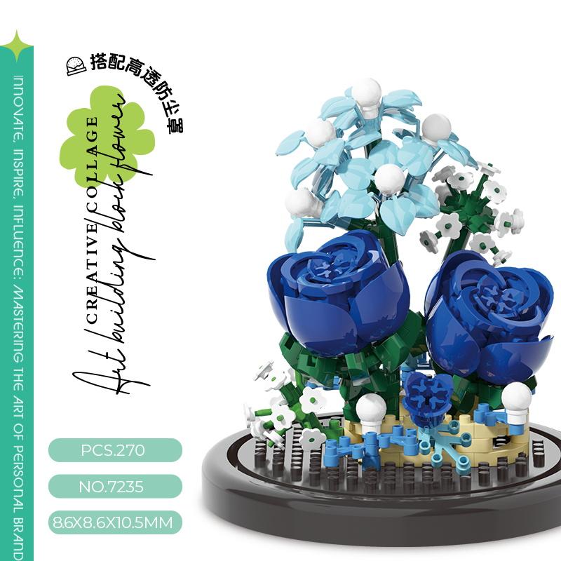 Creative Building Blocks Eternal Flower Bouquet DIY Assembly Mini Bricks Valentine Gift for Kids Birthday Present