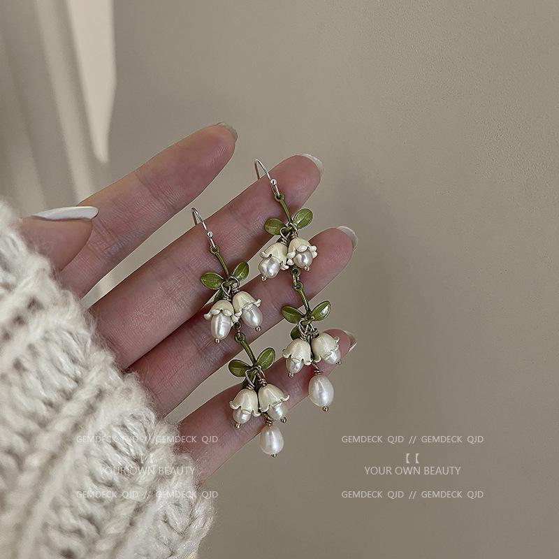 Korean Pearl Tassel Earrings with Silver Needle
