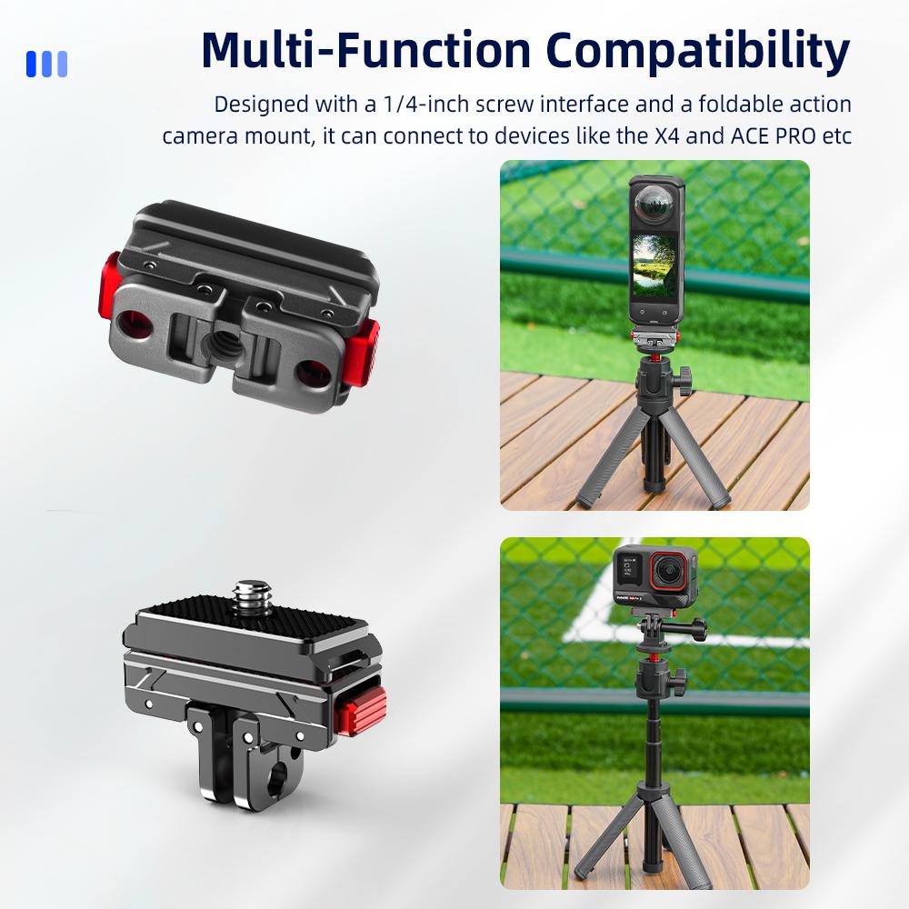 FLYMILE Metal Mount Kit for Insta360 Ace/Ace Pro/Ace Pro 2/X4/X3/X2 Quick Release Adapter Base