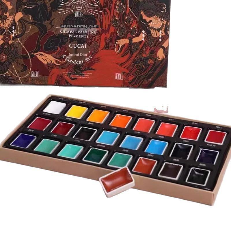 Zhan Sheng Traditional Chinese Watercolor Pigments for Beginners - Ancient Color Ink Painting Supplies for Kids