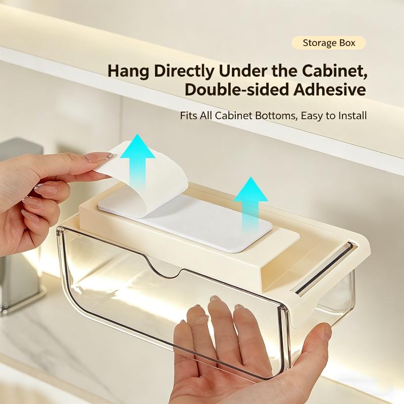 Drawer Storage Box Bathroom Transparent Suspended Cotton Swab Storage Box Under The Mirror Cabinet Pull-Out Storage Case