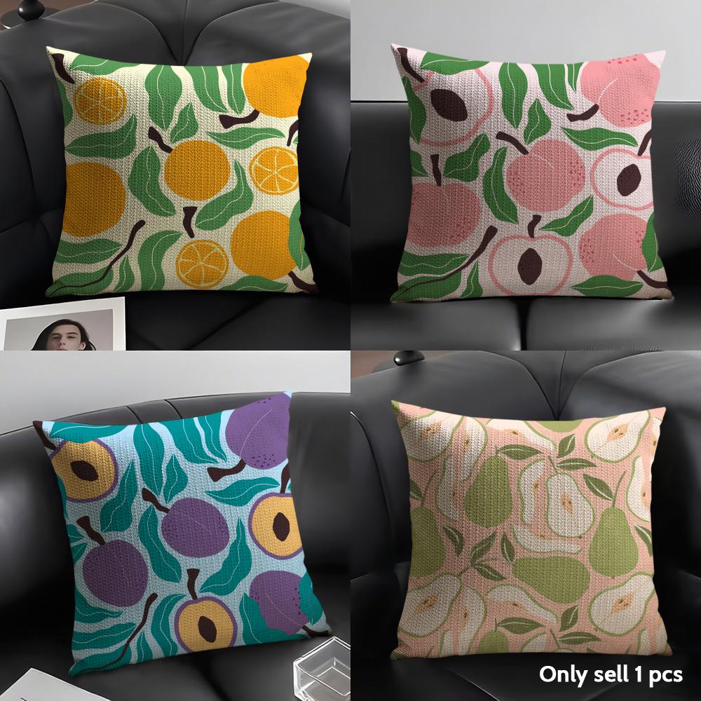 Fruit Cut Art Ins Simple Cushion Cover Natural Linen Organic Fabric DoubleSided Printing Sofa Home Decor Gift Pillow Case