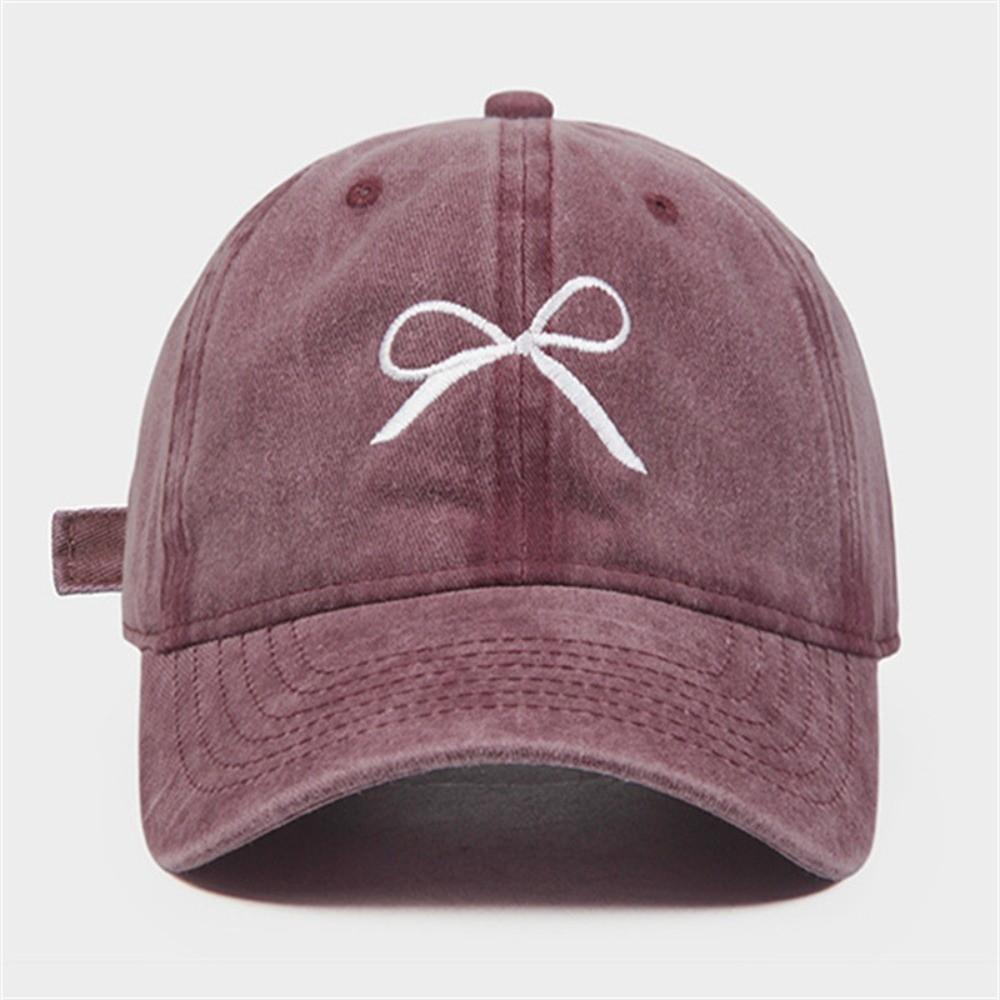 Embroidery Bow Sun Cap Adjustable Sun Hat Unisex Baseball Cap