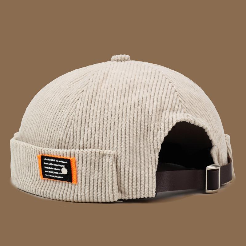 Unisex Corduroy Solid Color Brimless Caps for Men Women Streetwear Hip Hop Hats Retro Beanie Docker Caps Adjustable Dome Hats