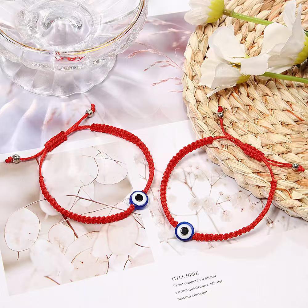 Cross-border Hot-Selling Adjustable Woven Flat Knot Seven Knots Lucky Red String Handmade Couple Bracelet for Men and Women