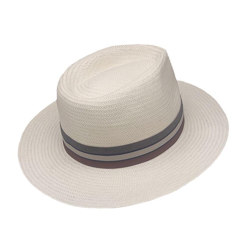 Factory Self-Produced Fine Straw Top Hat, Versatile Travel Visor, Flat-Brimmed Panama Straw Hat, Breathable Sunscreen Hat