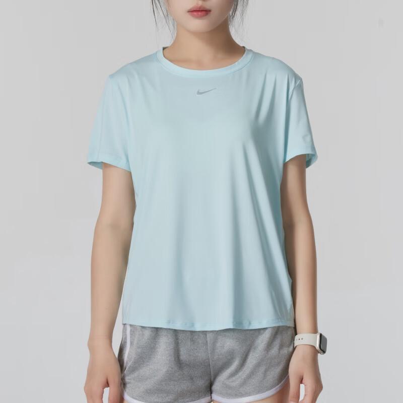 Nike Casual Quick-Dry Breathable Round Neck Short Sleeve T-Shirt Women Tops Blue FN2799474