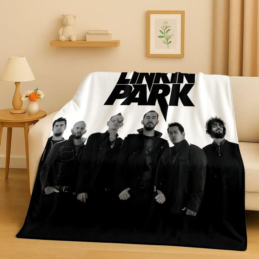 Retro L-Linkin Park Sign Rock Band Music Flannel Blanket,Ultra Soft Warm Plush Throw for Home Bedroom Bed Sofa Cover Camping