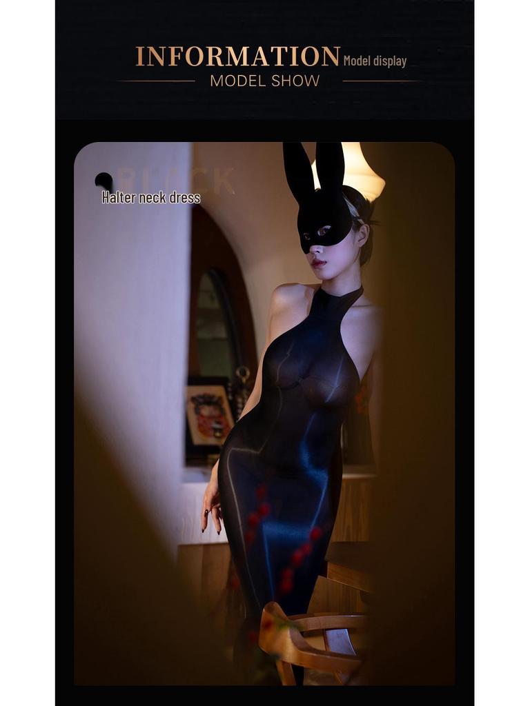 Ölglänzendes Seidiges Trägerkleid - Nische High-End Hüftbetonendes Einteiliges Rock