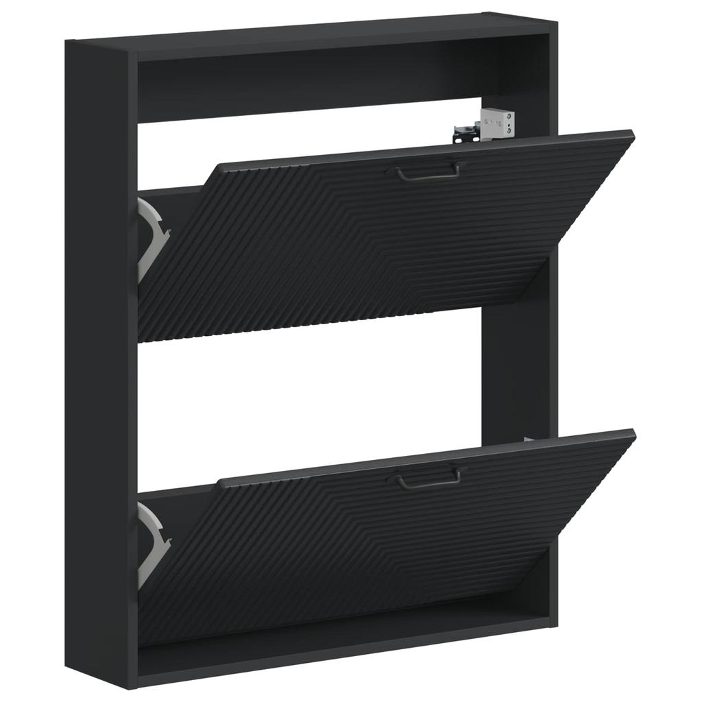 Wall Mounted Shoe Cabinet HAARLEM 71 X 17 X 86 Cm Black