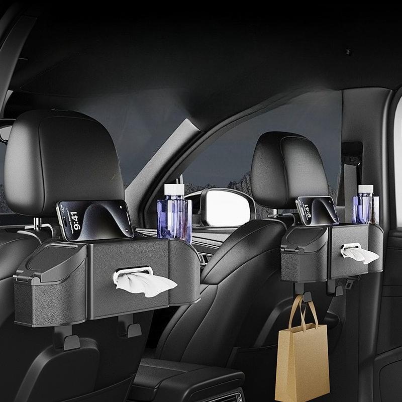 Auto Backseat Organizer for Auto Interior 7 In 1 Car Seat Back Cup Holder Storage Box Tissue Box with Hook Car Phone Holder