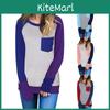 Stylish Casual Womens Long Sleeve Pocket Tshirt With Stitched Color Details