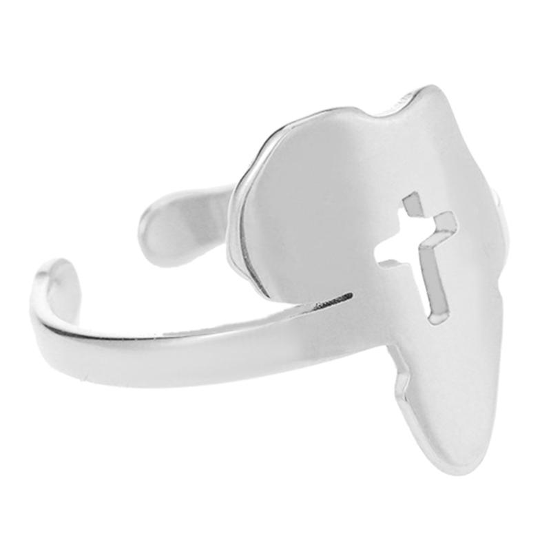 Pierścionki z mapą Afryki w stylu vintage dla kobiet mężczyzn stal nierdzewna Afryka otwarty pierścionek z konturem mapy Afryki obrączka biżuteria ozdoba