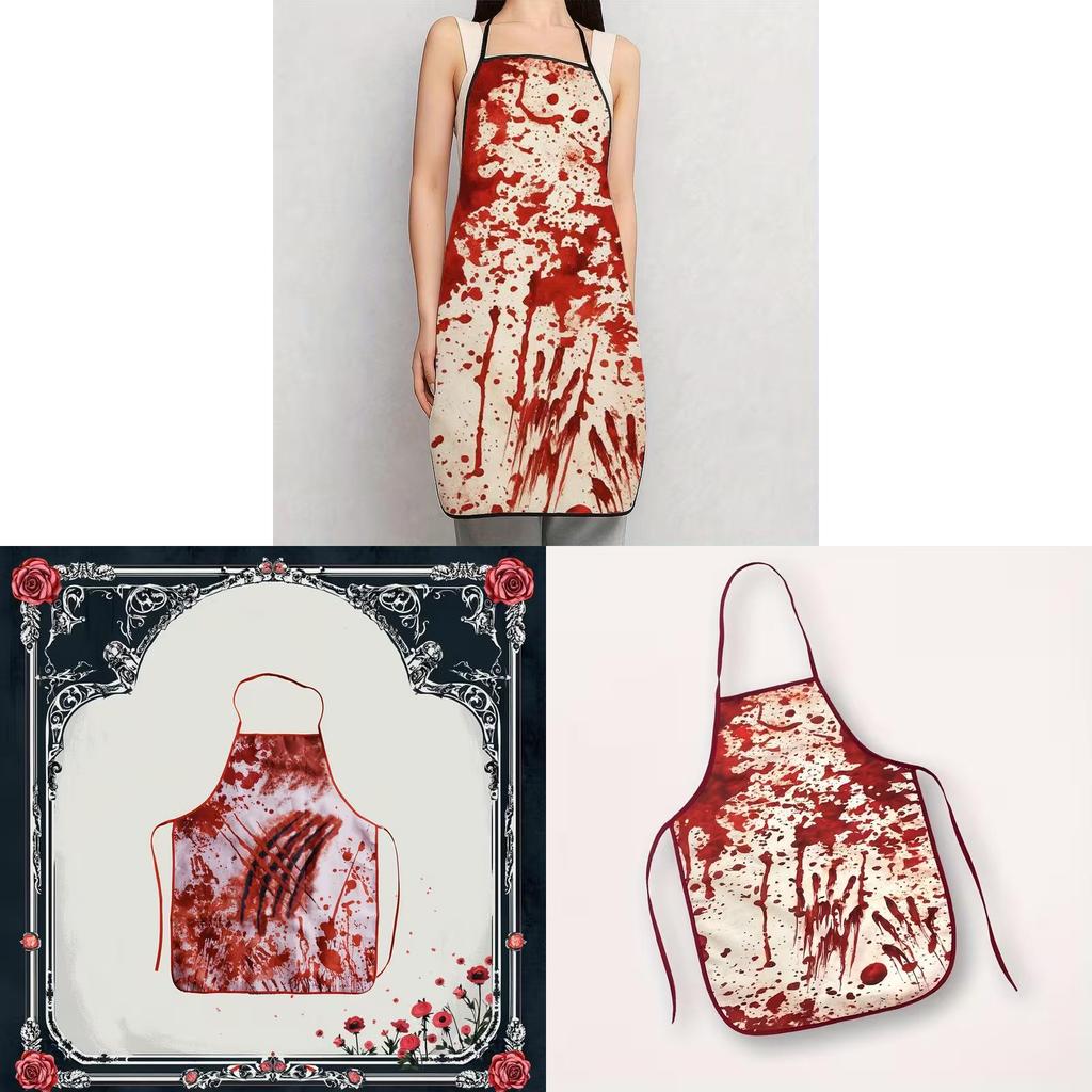 Halloween Blood Hand Sleeveless Waterproof Apron For Costume Parties And Kitchen Use