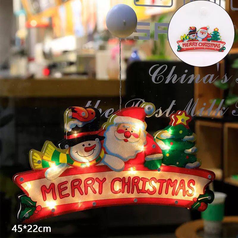 MAITA LED Luci a ventosa Babbo Natale Pupazzo di neve Luci da appendere alla finestra Luci decorative per l'albero di Natale