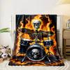 Skeleton Drummer on Fire Blanket for all seasons blanket lunch break throw gift