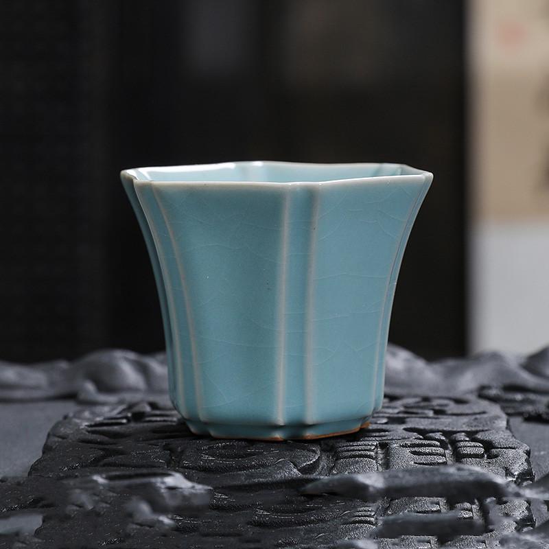 

Chinese Tradition Ru Kiln Ceramic Tea Cup Handmade Ice Crack Teacup Household Tea Bowl Travel Personal Master Cup Tea Set Teacup