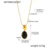 Fashionable Black Agate Pendant Necklace with Adjustable Stainless Steel Long Chain