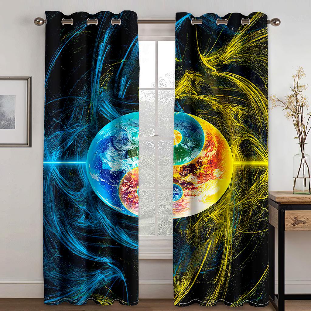 Chinese Style Taiji Bagua Design Taoist Traditional Culture Curtains 2 Panels Luxury Living Room Bedroom Window Decor Curtains