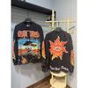Unisex Vintage Skull Print Washed Cotton Long Sleeve Hoodie Streetwear Loose Fit