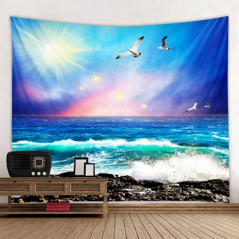 Krásná pláž Přírodní scenérie Tisk vzoru Gobelín Domácí ložnice Obývací pokoj Nástěnná dekorace Pozadí Látková gobelín
