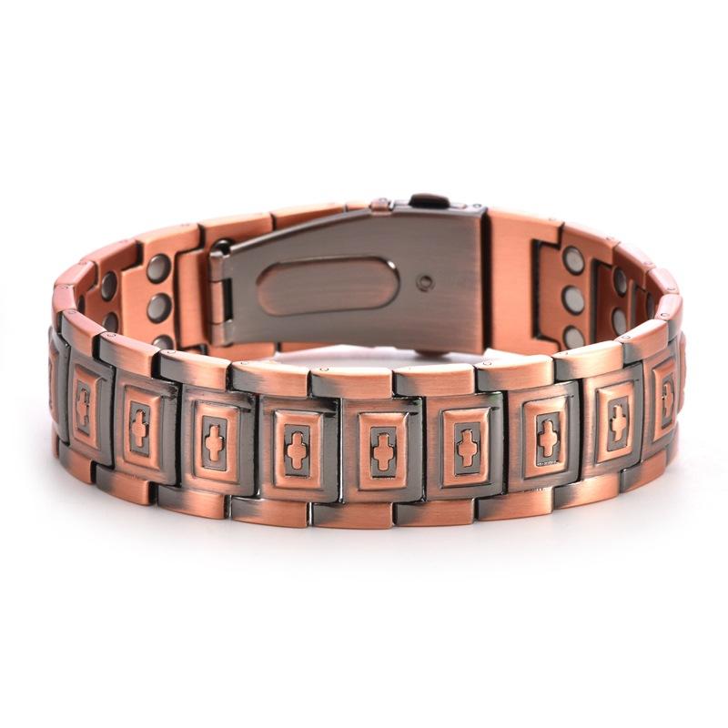 Convex Cross Copper Bracelet Men's Three Rows Magnet Energy Bracelet Fashion Vintage Hand Accessories