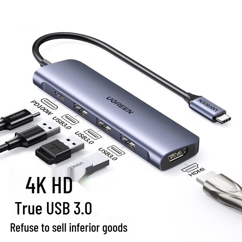 UGREEN Type-C to HDMI + 3-Port USB Hub with PD