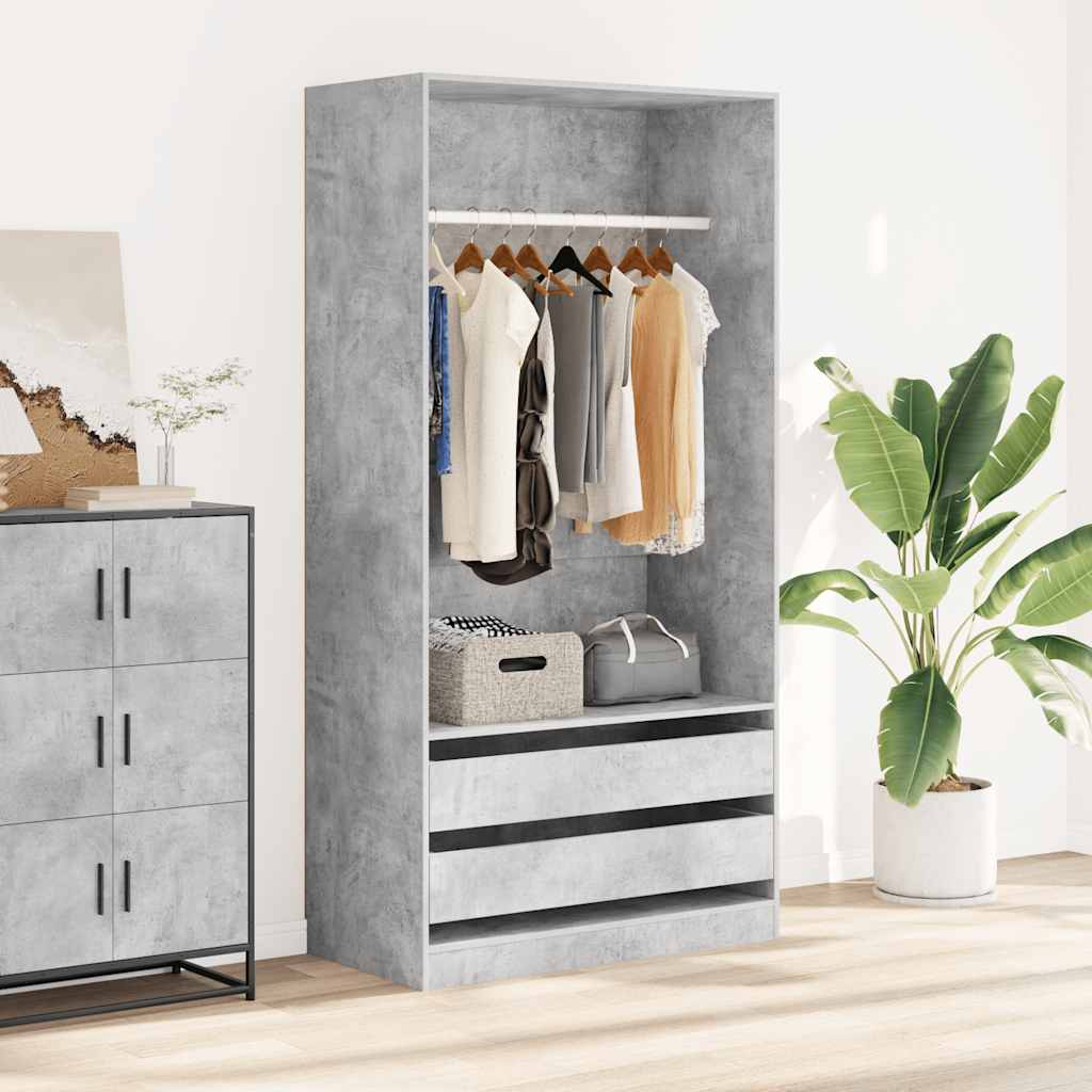 Wardrobe Concrete Grey 100 x 50 x 200 cm Wood Based Material