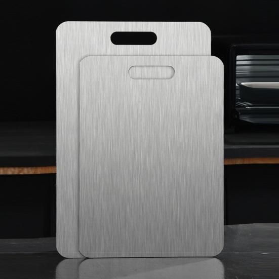 Double-Sided Stainless Steel Cutting Board Non-Slip Kitchen Chopping Board for Meat Vegetables Dough Rust-Proof Multi-Purpose Reversible Mat for Home