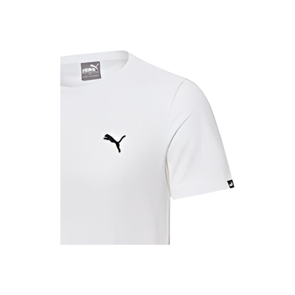 Puma Embroidered Logo Round Neck Short Sleeve T-Shirt Men tops White 834479-02