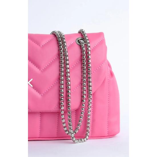 Damen gesteppte Umhängetasche mit Nahtdetails Rosa ( Fuchsie