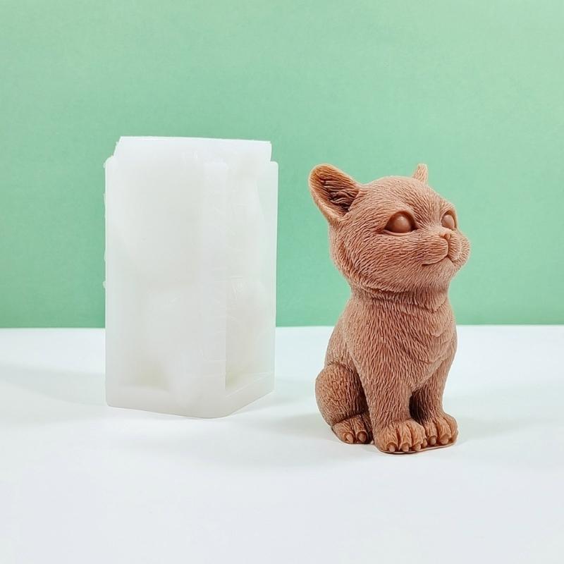 Cats Candle Molds Sitting Cats Silicone Moulds Scented Candle Casting Molds Animal Clay Moulds for Cake Decorations