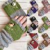 Women Autumn Winter Bird Embroidered Gloves Knit Fingerless Color Block Mitten