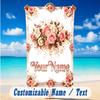 Floral Garden Theme Beach Towel Personalized Custom Name & Text Soft Quick Dry Beach Towel for Swimming Travel