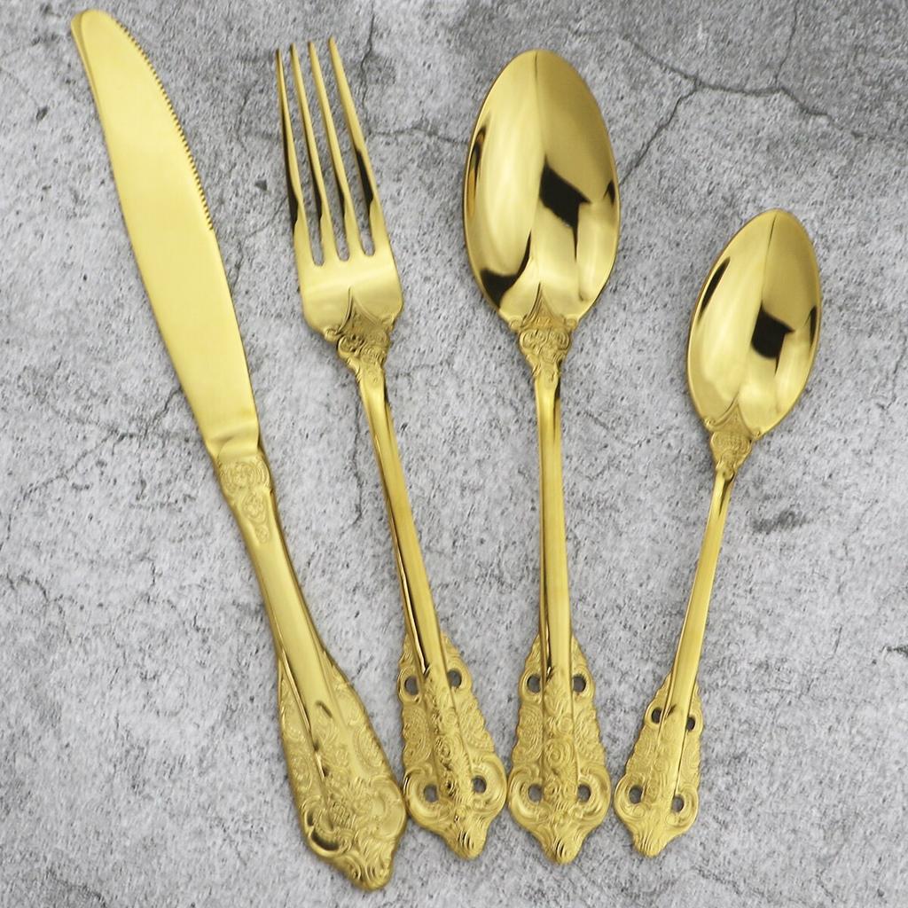 8 stk Fargerikt bestikksett 304 rustfritt stål servisesett kniver gaffel skjeer middagsbestikksett vestlig kjøkken servisesett