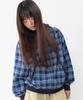 AMES-WORLDWIDE Check Hooded Windbreaker Blue