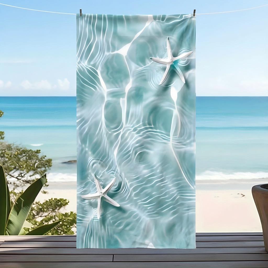 1pc Starfish Print Beach Towel Sun Protection Windproof Quick Dry Towel Portable Travel Blanket For Pool Camping Outdoor Vacatio