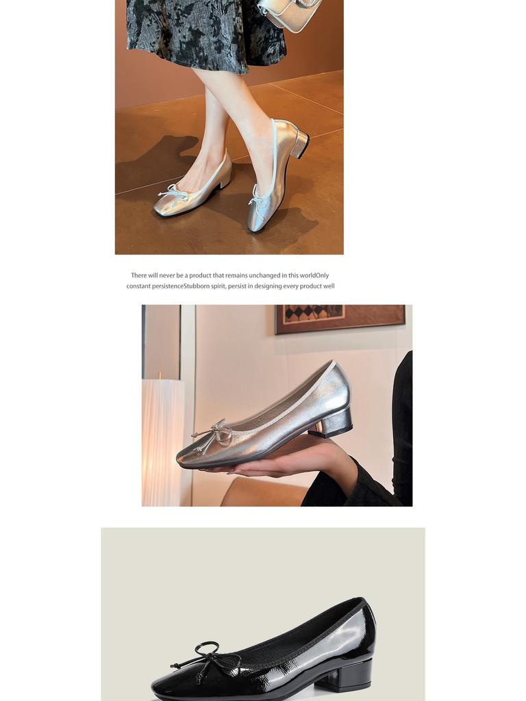 BEIJIANI Women's Square Toe Mid Heel Mary Jane Shoes - Super Soft Bow Chunky Heel for Spring Autumn