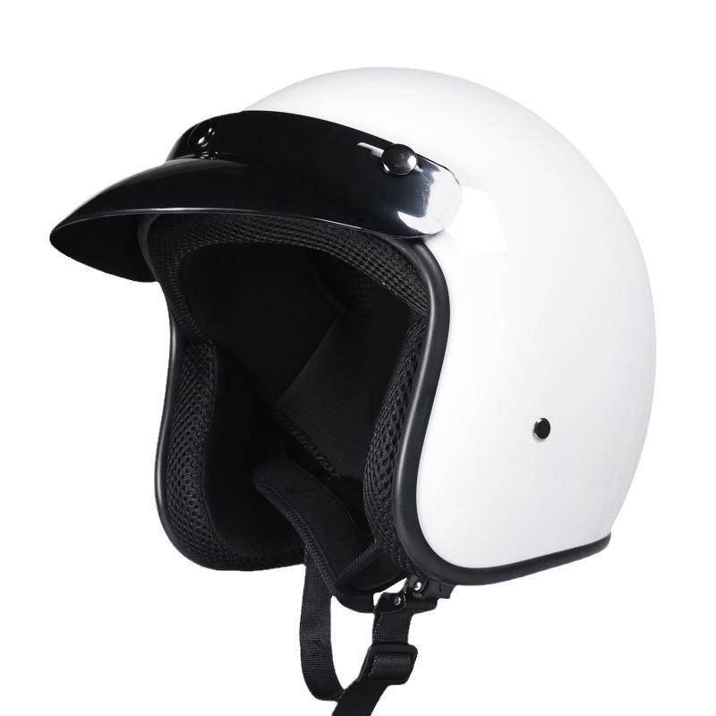 Retro Helmet Personalized Men's and Women's Leather Helmet Electric Vehicle Helmet 3/4 Summer Helmet, Half Helmet Scooter Universal in All Seasons