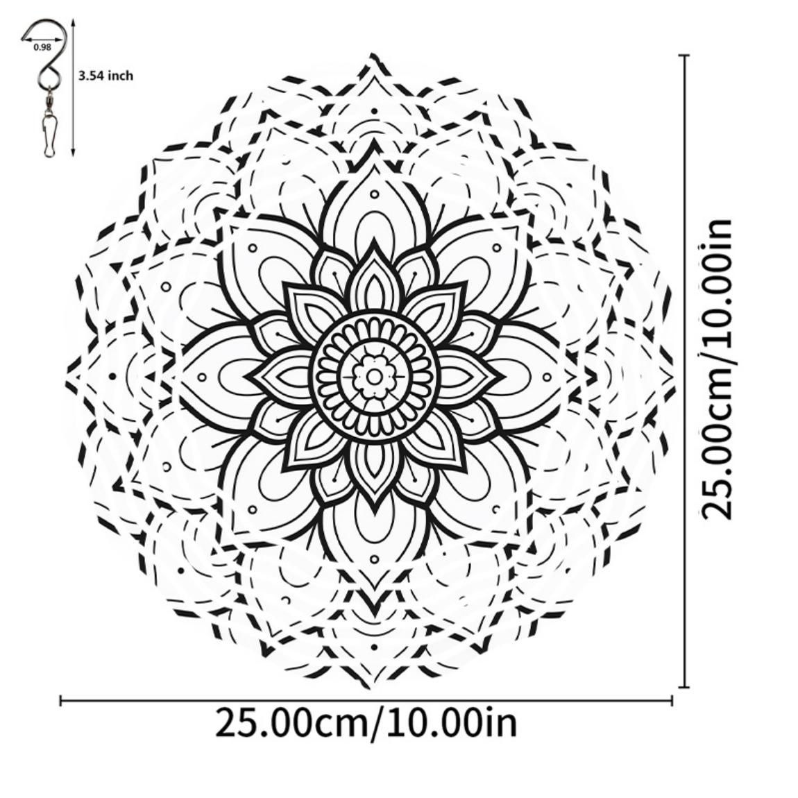 

3D Мандала Цветок Ветряной Спиннер - Подвесной Садовый Декор для Улицы, Металлический Ветряной Колокольчик с Вращением на 360° для Двора, Патио и Декорации 01A