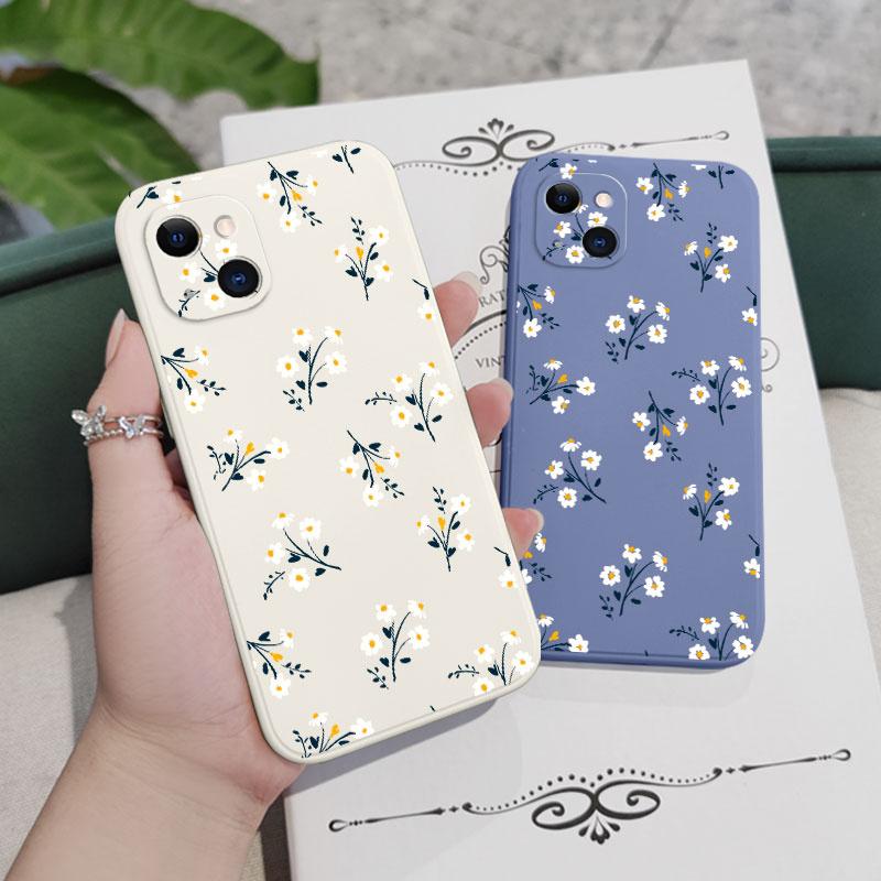 Korean Style Small Floral Phone Case for iPhone 17 16 15 14 13 12 11 Series Pro Max Plus Double Layer Protection